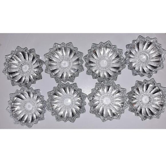 CRISTAL DE FLANDRE CANDLE HOLDERS 8 FRENCH VINTAGE CRYSTAL FLORILEGE 3 5/8" - Picture 3 of 12